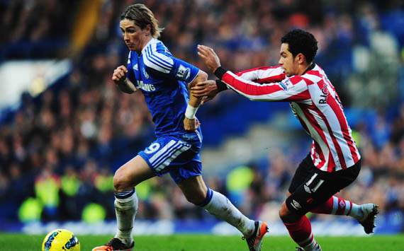 EPL - Chelsea vs Sunderland, Fernando Torres and Kieran Richardson