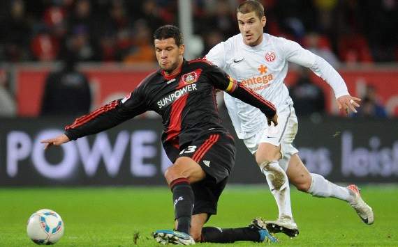German Bundesliga: Bayer Leverkusen - FSV Mainz 05, Michael Ballack, Deniz Yilmaz