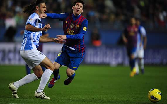 Liga BBVA: Málaga-Barcelona: Lionel Messi, Martín Demichelis