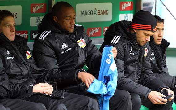 Michael Ballack auf der Bank von Bayer Leverkusen