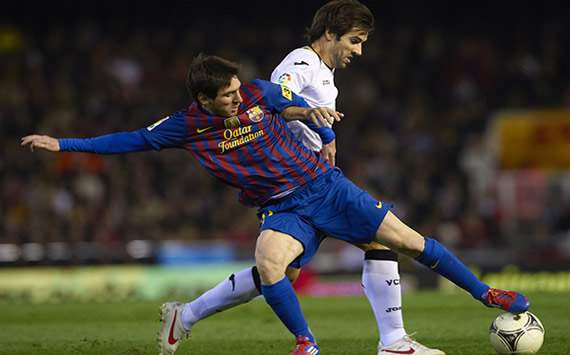 Copa del Rey: Valencia-Barcelona: Lionel Messi, David Albelda