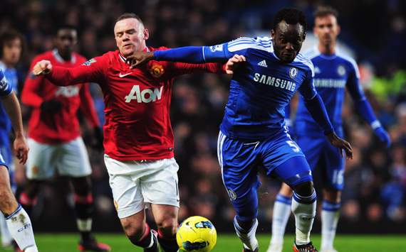 EPL - Chelsea v Manchester United, Wayne Rooney and Michael Essien