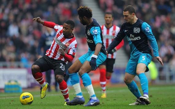 EPL - Sunderland v Arsenal, Alexandre Song and Thomas Vermaelen