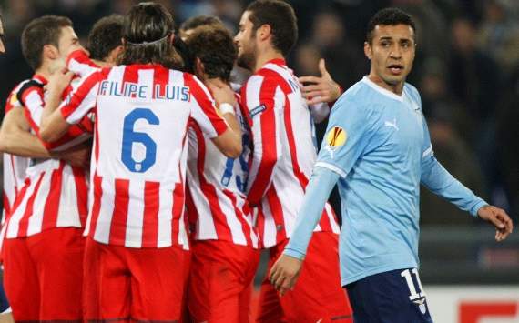 Atletico Madrid players celebrate a goal against Lazio (Getty Images)