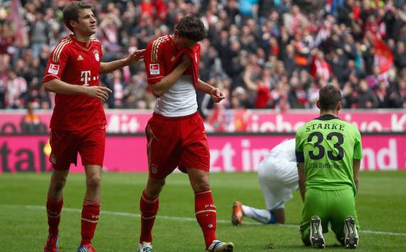 Thomas Müller und Mario Gomez jubeln gegen Hoffenheim