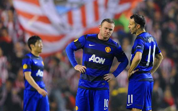 UEFA Europa League - Athletic Bilbao v FC Manchester United, Ji-Sung Park, Wayne Rooney and Ryan Giggs