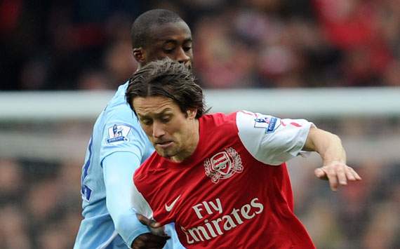 EPL,Yaya Toure,Tomas Rosicky,Arsenal v Manchester City