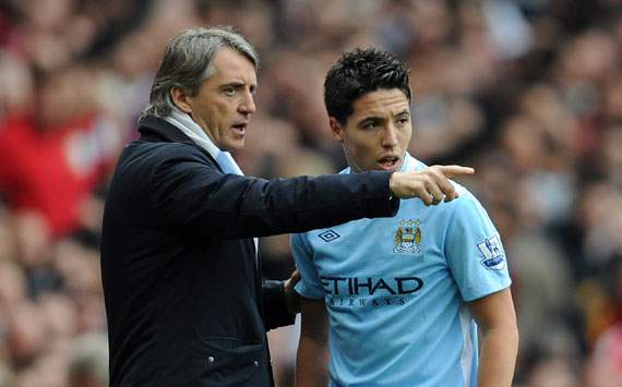 EPL,Roberto Mancini,Samir Nasri,Arsenal v Manchester City