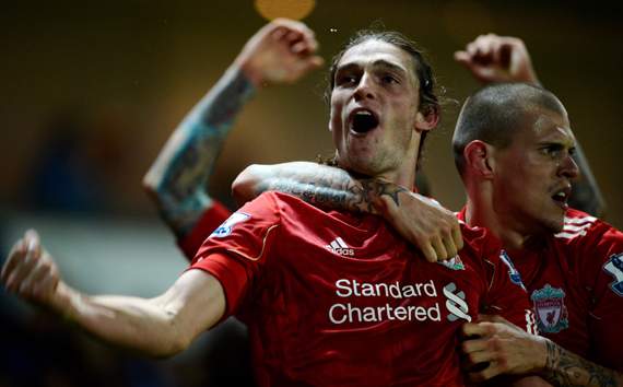 EPL, Blackburn Rovers v Liverpool, Martin Skrtel; Andy Carroll