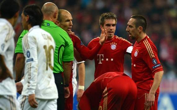 Champions League, FC Bayern Munich vs Real Madrid Howard Webb, Philipp Lahm, Franck Ribery, Arjen Robben