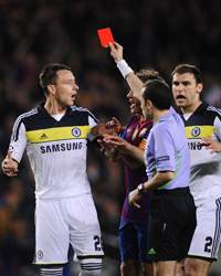 CL - FC Barcelona v FC Chelsea, John Terry and referee Cuneyt Cakir