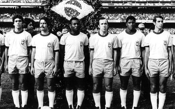 Clodoaldo, Rivelino, Pelé, Tostão, Zé Maria e Piazza - Brasil 1970