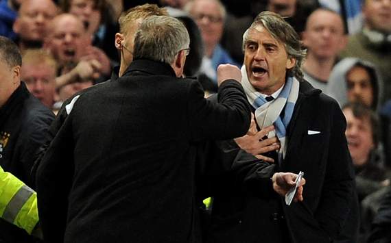 EPL, Roberto Mancini; Sir Alex Ferguson, Manchester City v Manchester United