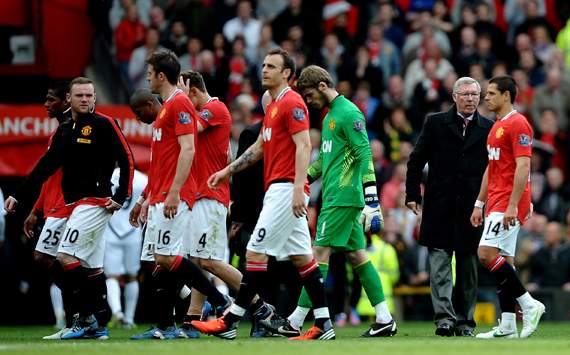 EPL-Manchester United v Swansea City, Wayne Rooney and Sir Alex Ferguson