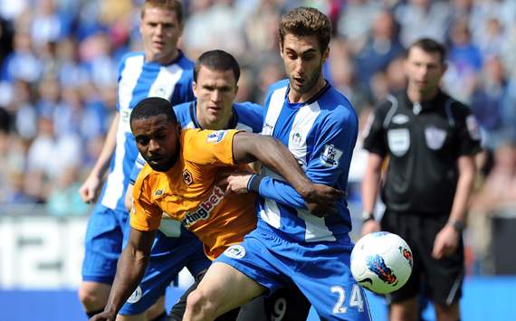 EPL - Wigan Athletic vs Wolverhampton,Adrian Lopez & Sylvan Ebanks-Blake