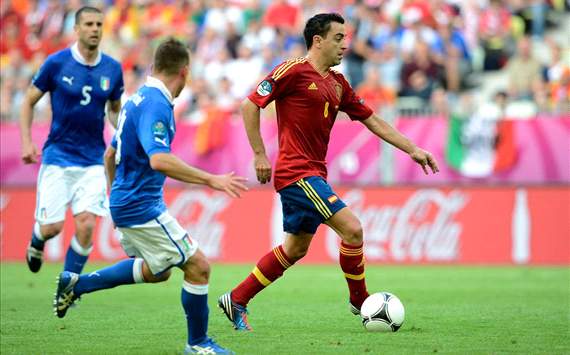 Xavi Hernandez during the Spain-Italy match