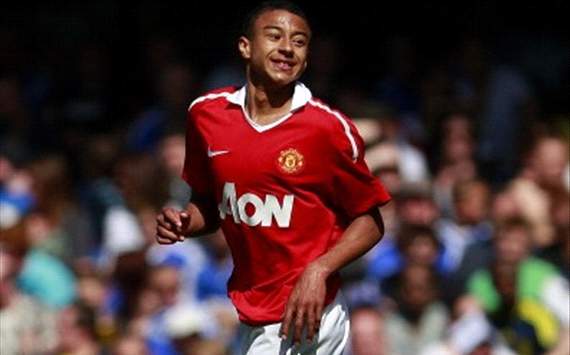 Jesse Lingard of Manchester United celebrates after scoring during the FA Youth Cup against Chelsea