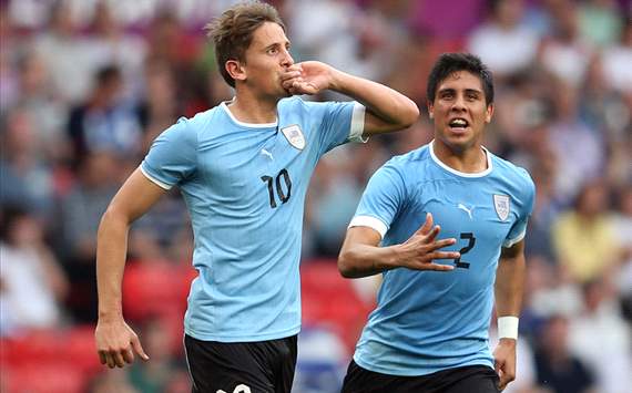 Olympics Day -1 - Men's Football - UAE v Uruguay, Gaston Ramirez and Ramon Arias