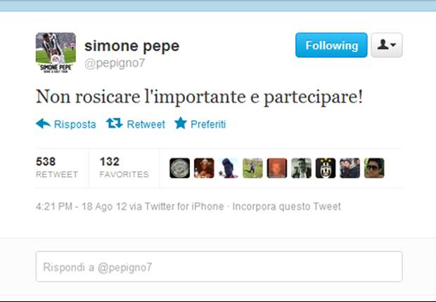 La replica bianconera a Mazzarri arriva su Twitter. Pepe punge: "Non rosicare, l'importante è partecipare". Poi il giallo sparizione e la spiegazione...