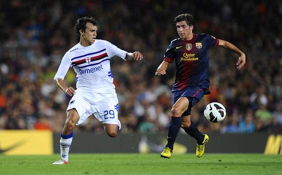 Sergio Roberto; Juan Antonio - FC Barcelona v Sampdoria