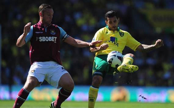 EPL: Robert Snodgrass - Kevin Nolan, Norwich City v West Ham United