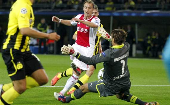 Christian Eriksen, Roman Weidenfeller - Dortmund - Ajax