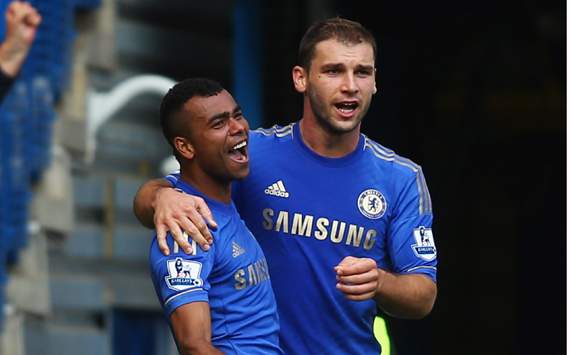 EPL - Chelsea vs Stoke City, Ashley Cole & Branislav Ivanovic