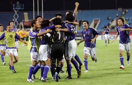 Japanese players celebrate ,Japan - Australia ,Asian Cup