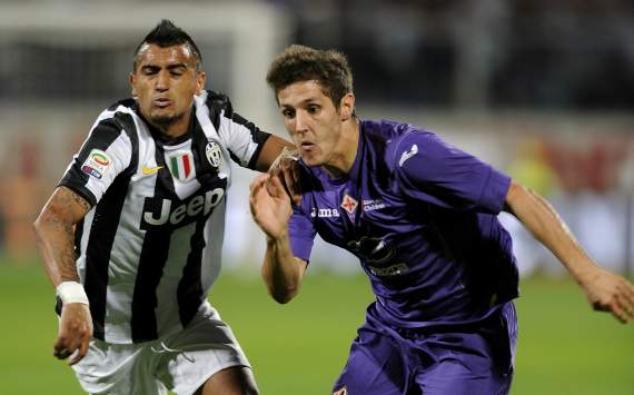 Vidal e Jovetic in Fiorentina-Juventus (Serie A)