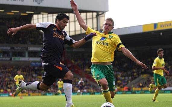 EPL: Luis Suarez - Michael Turner, Norwich City v Liverpool