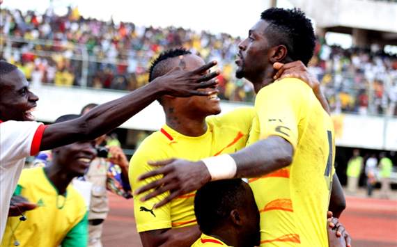 Emmanuel Adebayor celebrates a goal for Togo