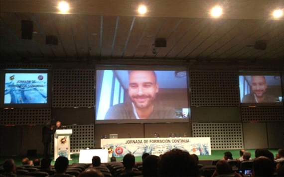 pep Guardiola video attending in Uefa class in Spain