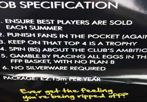 Fans distribute satirical flyer at Arsenal AGM