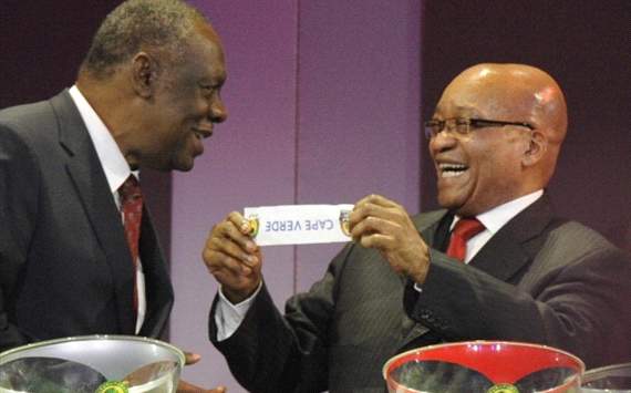 Caf President Issa Hayatou with South Africa President Jacob Zuma.