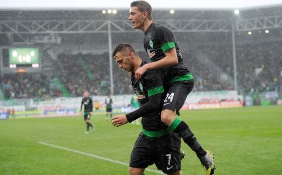 Germany, Bundesliga, Greuther Furth vs. Werder Bremen, Marko Arnautovic; Nils Petersen