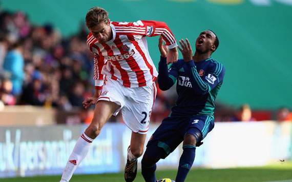 EPL - Stoke City v Sunderland, Peter Crouch and Danny Rose