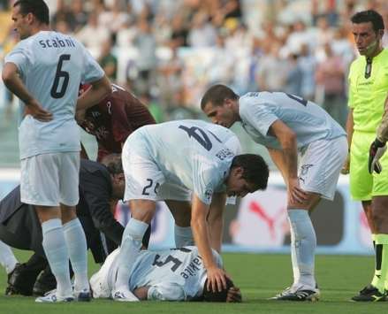 Diakite injured, Lazio (Foto Grazia Neri)