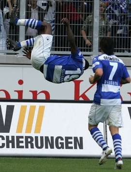 Solo für Ishiaku: Mit seinem Doppelpack war er wieder Matchwinner für die Zebras (firo)