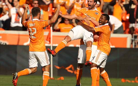 Adam Moffat and Houston Dynamo teammates