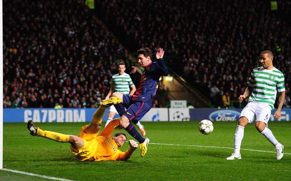 UEFA Champions League, Celtic v Barcelona,  Fraser Forster, Lionel Messi