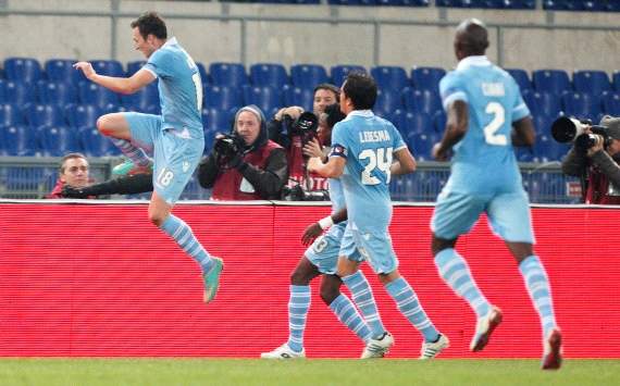 Libor Kozak (Lazio) celebrates his goal against Panathinaikos