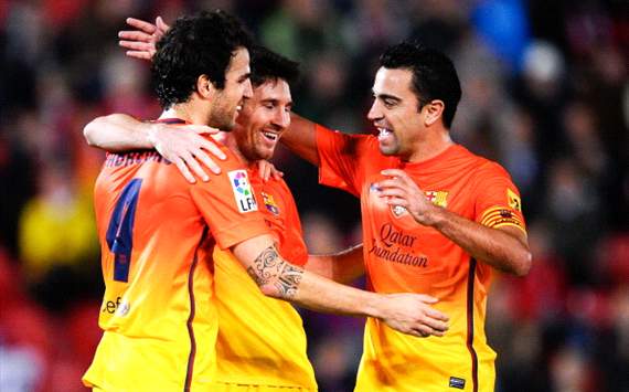 Fabregas, Xavi and Messi - Mallorca-Barcelona