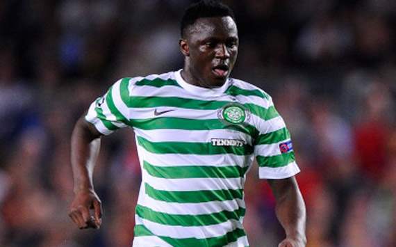 Kenya midfielder Victor Wanyama in action against Barcelona