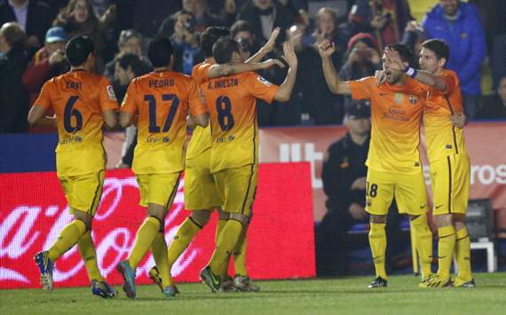 Barcelona celebrates against Levante