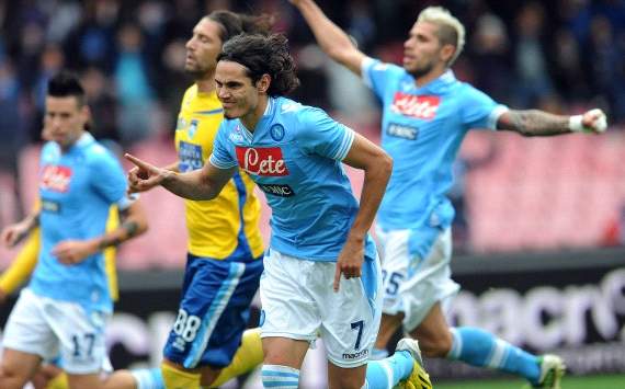 Napoli players celebrate a goal