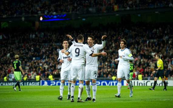 Real Madrid players celebrate against Ajax