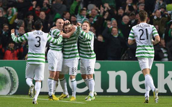 CL - Celtic v FC Spartak Moscow,  Garry Hooper, Scott Brown and Kris Commons