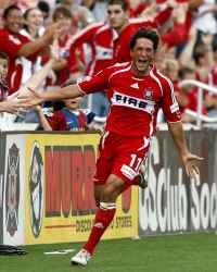 MLS: Chicago Fire's John Thorrington celebrates vs. Los Angeles Galaxy, Oct 21, 2007 (ISI)