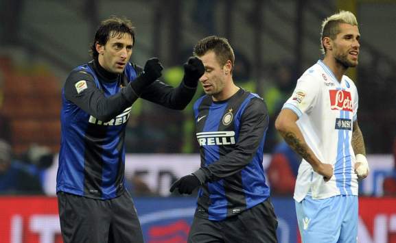 Milito e Cassano in Inter-Napoli (Serie A)
