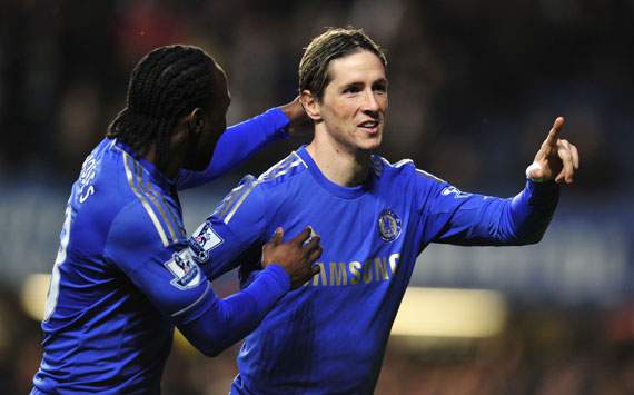 EPL - Chelsea vs Aston Villa, Fernando Torres and Victor Moses